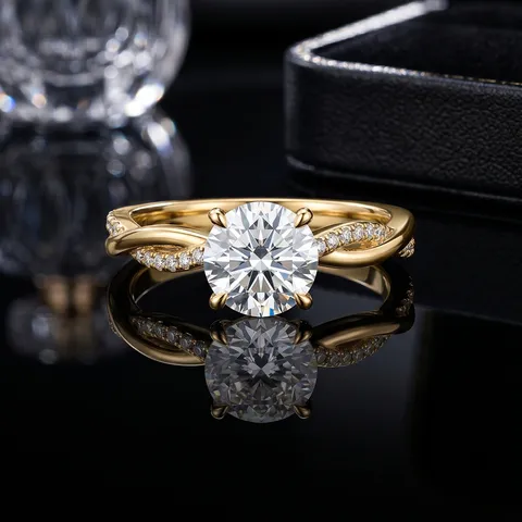 Luxus Im Labor Gezüchteter Diamantring 10K 14K 18K Weißgold Gedrehter Ring Verlobungsring Für Damen D Farbe VVS Schmuck