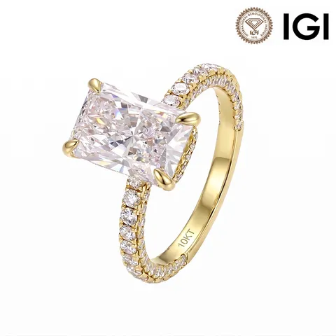 925 Sterlingsilber Laborgezüchteter Diamant Ring Für Damen Radiant Schliff Geometrischer Ring Vergoldet Minimalistischer Luxusschmuck