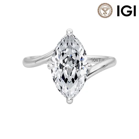 Marquise Slijpvorm In Het Lab Gekweekte Diamant Bypass Ring D Kleur VS1 925 Sterling Zilver Verguld 14K Goud Minimalistische Sieraden