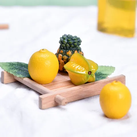 Miniature Artificial Fruit Resin Simulation Litchi Strawberry Peach Lemon Home Decor Bonsai Ornament Craft