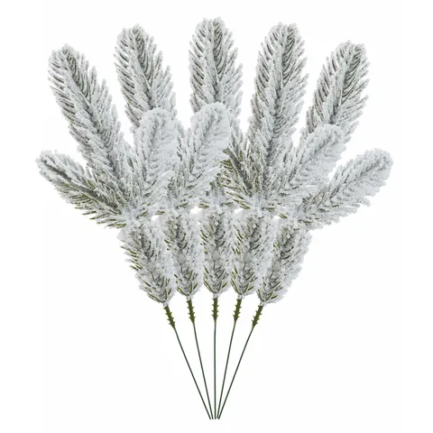 Kunststof Dennenaald Takken Geflockte Sneeuw Pijnboom Prikkers Voor Kerst Thuis Binnen Decor DIY Ambachtelijke Bloemstukken