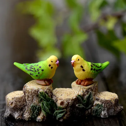 Cute Resin Parrot Miniature Figurine Colorful Little Bird Statue For DIY Micro Landscape Desktop Home Decor Crafts