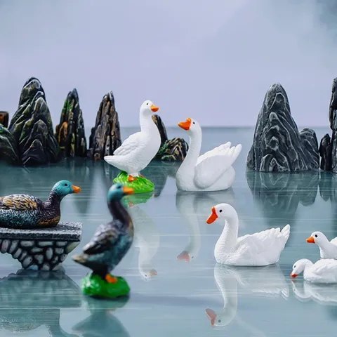 Miniature Resin Landscape Ornaments Chinese Garden Bonsai Tea Table Micro Landscape Simulation Animals Bridge Pavilion Craft Decor