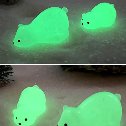 Set di Statuine in Resina di Orso Polare Luminoso Simpatico Animale Luminoso al Buio Miniatura Micro Paesaggio Decorazione Vaso di Fiori