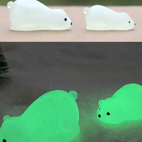 Set di Statuine in Resina di Orso Polare Luminoso Simpatico Animale Luminoso al Buio Miniatura Micro Paesaggio Decorazione Vaso di Fiori