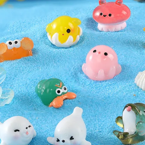 Cute Resin Sea Animal Figurines Miniature Ocean Creatures Ornaments For Micro Landscape Aquarium DIY Decor