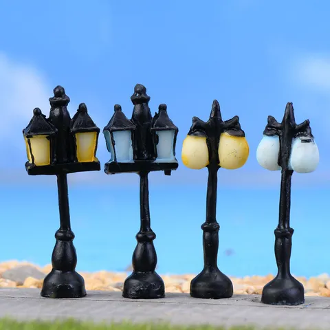 Retro Miniatura Farola Resina Adorno Micro Paisaje Jardín de Hadas Pecera Decoración de Planta en Maceta