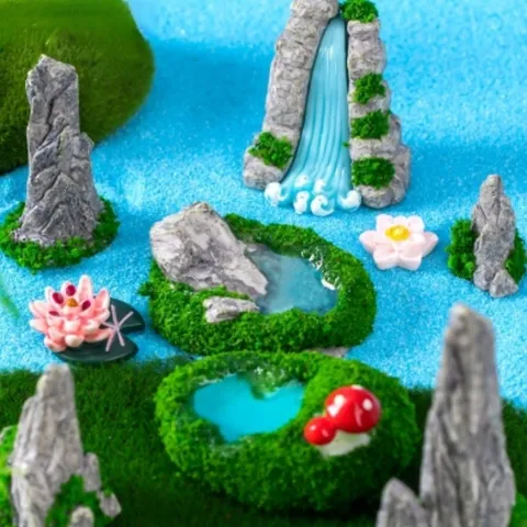 Synthetic Resin Rockery Waterfall Ornament For Micro Landscape Moss Gardening And Fish Tank Decor