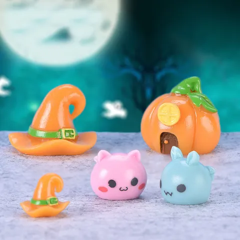 Halloween Cute Pumpkin Ghost Vampire Resin Miniature Ornaments Micro Landscape Accessories Cake Car Decor Figurine