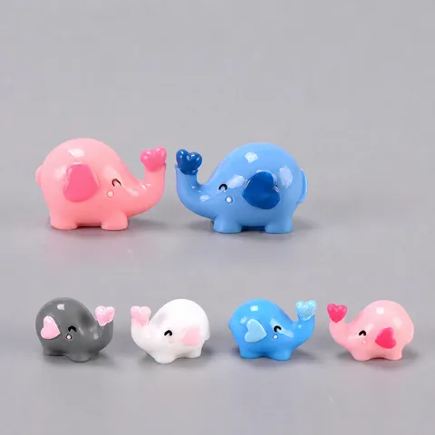 Lindo Elefante de Resina de Dibujos Animados Estatuilla Miniatura Micro Paisaje Decoración Adorno Para Pastel Coche Acuario Decoración del Hogar