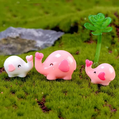 Cute Cartoon Resin Elephant Miniature Figurine Micro Landscape Decoration Ornament For Cake Car Aquarium Home Decor