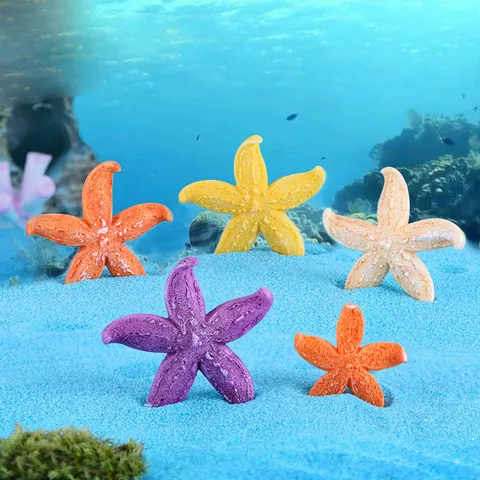 Micro Landscape Resin Starfish Ornaments Colorful Miniature Sea Star Figurines For Fish Tank Aquarium Decor Sandbox