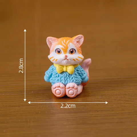 Mini Resin Cartoon Animal Figurine Cute Cat Pig Dog Desktop Ornament Micro Landscape Accessories