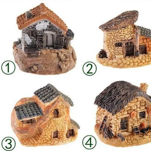 Casa en Miniatura de Resina Adorno de Micropaisaje Lindo Dibujos Animados Pequeño Jardín de Hadas Decoración de Arquitectura Pequeña Artesanía de Pueblo