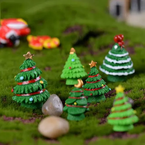 Modern Creative Christmas Micro Landscape Resin Tree Ornaments Cute Desktop Home Festive Decor Accessories