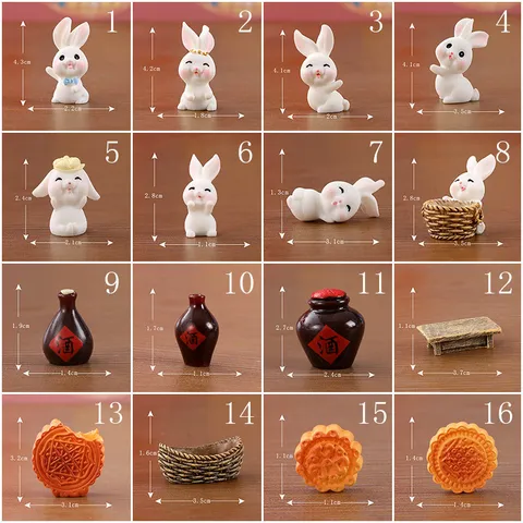 Cute Cartoon Rabbit Resin Micro Landscape Ornaments Miniature Figurine Desktop Decor Craft
