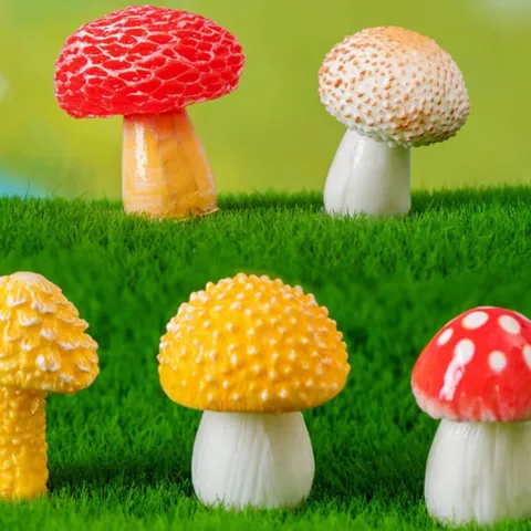 Figuritas de Setas de Resina Adornos de Micropaisaje en Miniatura Lindo Jardín de Hadas Decoración de Plantas en Maceta Accesorios de Escritorio