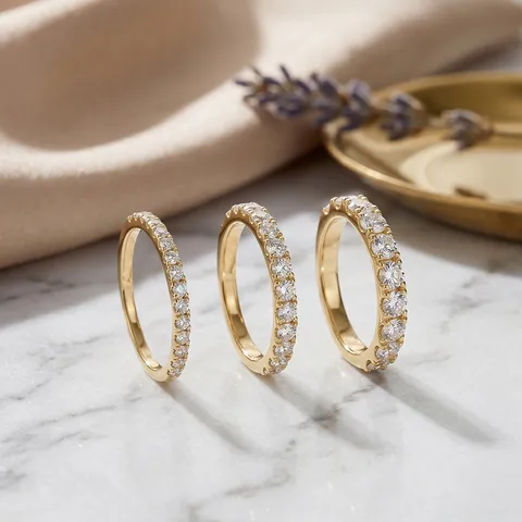 18K Gold Laborgezüchteter Diamant Eternity Ring D Farbe VVS Pavé Ehering Retro Eleganter Schmuck Für Frauen Tägliches Geschenk