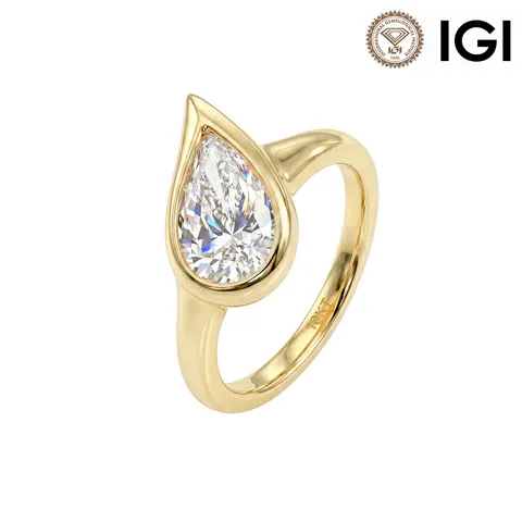 925 Sterlingsilber Ring Mit Birnenschliff Im Labor Gezüchteter Diamant Zargenfassung Minimalistischer Damenschmuck