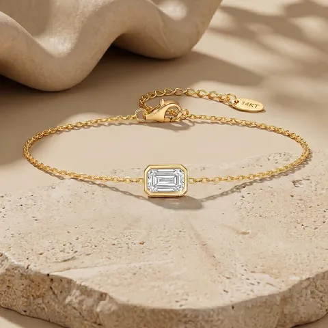 Luxus Smaragdschliff Im Labor Gezüchteter Diamant Armband 10K 14K 18K Gold Reinheit D-Farbe VVS Minimalist K-Gold Armband Schmuck Geschenk