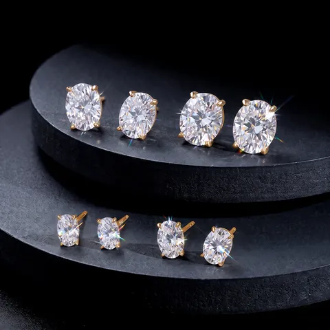 925 Sterlingsilber Ovalschliff Im Labor Gezüchteter Diamant Ohrstecker Minimalistischer Edelstein Schmuck Für Damen