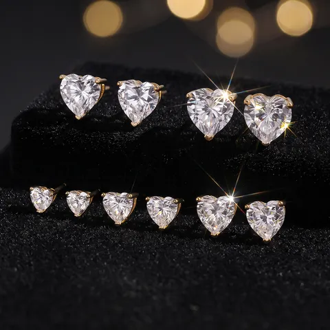 Minimalistische Laborgezüchtete Diamant Herz Ohrstecker Elegante Gold Weißgold Herzform Ohrringe Feiner Schmuck Geschenk Für Damen