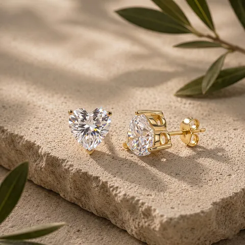 Minimalistische Laborgezüchtete Diamant Herz Ohrstecker Elegante Gold Weißgold Herzform Ohrringe Feiner Schmuck Geschenk Für Damen
