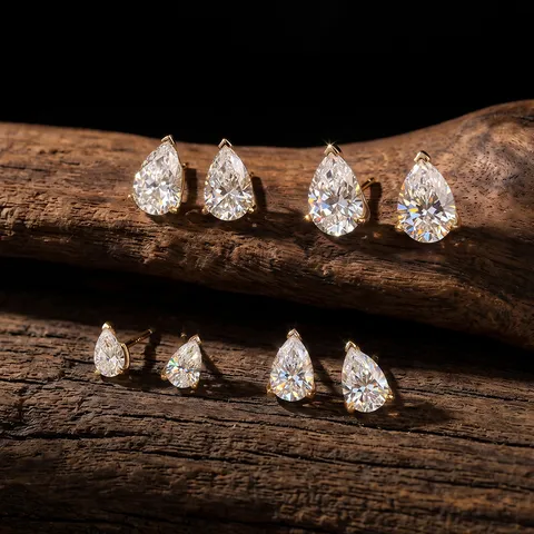 14K 18K Gold Birnenform Labor Diamant Ohrstecker D Farbe VVS Klarheit Wassertropfen Minimalistischer Echtschmuck Für Damen Hochzeitsgeschenk