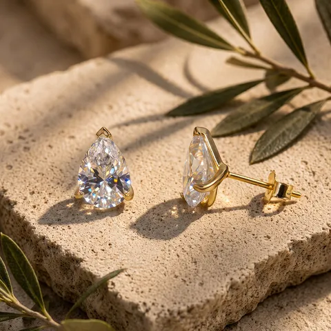 14K 18K Gold Birnenform Labor Diamant Ohrstecker D Farbe VVS Klarheit Wassertropfen Minimalistischer Echtschmuck Für Damen Hochzeitsgeschenk