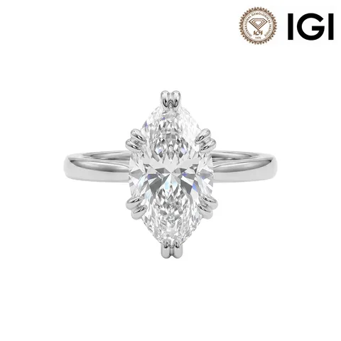Marquise Cut Lab-Grown Diamond Ring 925 Sterling Silver Six-Prong Setting 14K Gold White Gold Plated Engagement Wedding Ring For Women