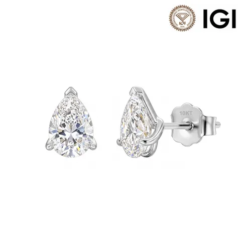 925 Sterling Silber Im Labor Gezüchteter Diamant Birnenform Ohrstecker D Farbe VVS IGI Minimalistischer Schmuck Für Damen Elegante Ohrringe
