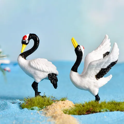 Micro Landscape Miniature Crane Figurine Cute Plastic Animal Ornament For Succulent DIY Craft Photography Decoration