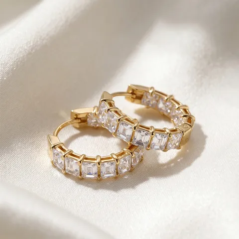 Pendientes de Aro Geométricos de Acero Inoxidable 316L Con Strass para Mujer Pendientes Huggie de Strass Estilo INS de Lujo Joyería para Banquetes y Fiestas