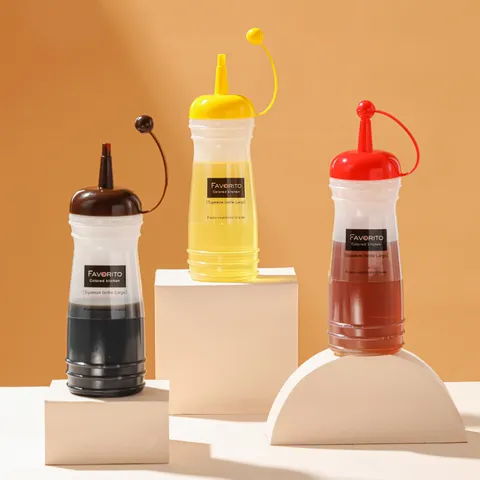Plastic Squeeze Sauce Bottle For Ketchup Mustard Salad Dressing Translucent Kitchen Condiment Dispenser With Pointed Spout Cap