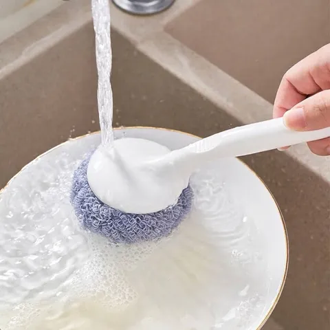 Nanofaser Küche Reinigungskugel Bürste Mit Griff Kratzfeste Topf Pfanne Geschirr Scourer Reinigung Werkzeug Langer Griff Haushalt Reiniger