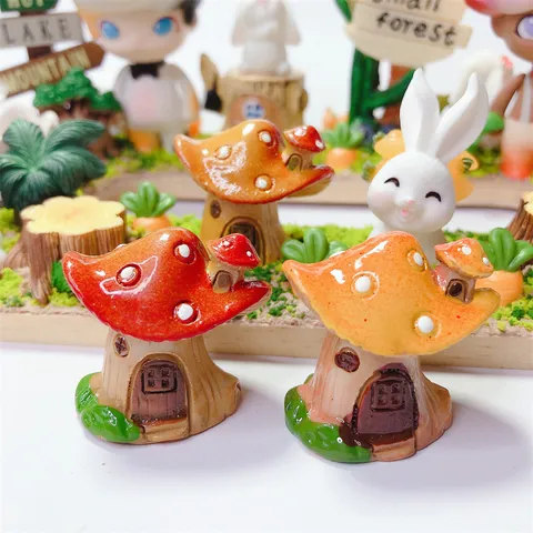 Ornements Miniatures en Résine Maison Champignon Mignon Micro Paysage Accessoires Artisanat DIY pour Coque de Téléphone Décoration Colle Crème