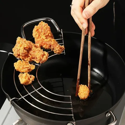 Edelstahl Halbkreis Frittieröl Ablaufrack Haushalt Küche Bratpfanne Ölfilter Gitter Gitter Netz Topf Seitenrack
