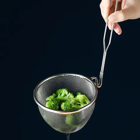 Stainless Steel Hot Pot Strainer Fine Mesh Skimmer Ladle With Long Handle Japanese Style Deep Sifter For Noodles Frying Cooking Tool