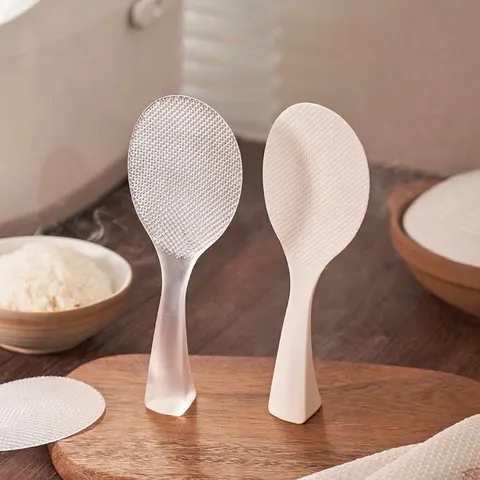 Modern Minimalistisch Kunststoff Reislöffel Vertikal Antihaft Transparent Weiß Stehbar Kochlöffel Verdickt Reisschaufel Küchengeschirr Heimbedarf