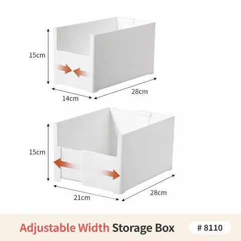Expandable Kitchen Cabinet Organizer Box Plastic Storage Bin Drawer Divider Pantry Desktop Storage Container For Sink Bathroom White