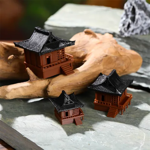Chinese Ancient Architecture Model Resin Micro Landscape Fish Tank Landscaping Bonsai Ornament Desktop Decor