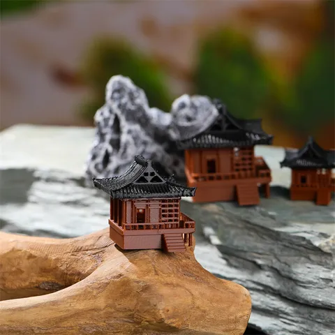 Chinese Ancient Architecture Model Resin Micro Landscape Fish Tank Landscaping Bonsai Ornament Desktop Decor