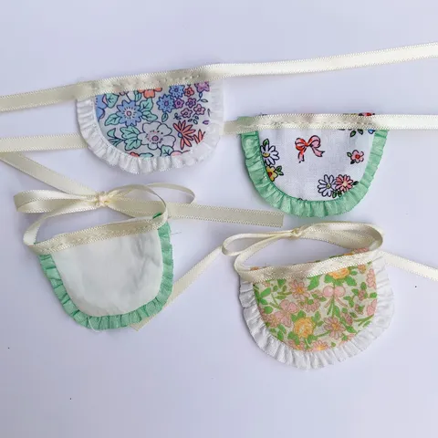 Handmade Mini Doll Bib Apron Cute Floral Lace Trim Fabric Accessories For Puppy Doll Dress Up DIY Craft