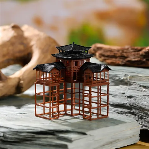 Chinesischer Stil Miniatur Antike Gebäude Harz Ornament Aquarium Landschaftsbau Fisch Tank Dekor Desktop Bonsai Mikro Landschaft