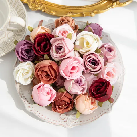 Têtes de Roses en Soie Artificielle en Vrac pour Bricolage Mariage Chapeau Accessoires Faux Fleurs Multicolores Décoration