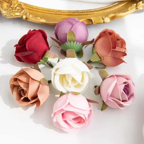 Têtes de Roses en Soie Artificielle en Vrac pour Bricolage Mariage Chapeau Accessoires Faux Fleurs Multicolores Décoration