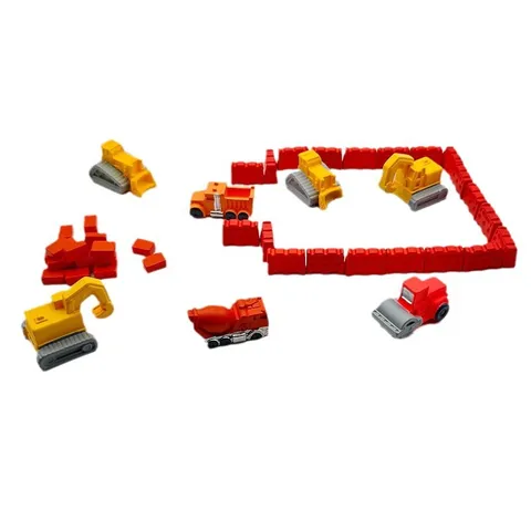 Miniature Resin Construction Vehicle Figurine Set Micro Landscape DIY Decor Toy Roadblock Brick Cement Mixer Excavator Bulldozer