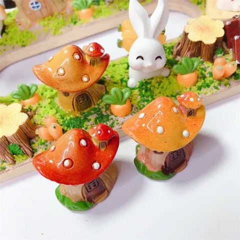 Ornements Miniatures en Résine Maison Champignon Mignon Micro Paysage Accessoires Artisanat DIY pour Coque de Téléphone Décoration Colle Crème