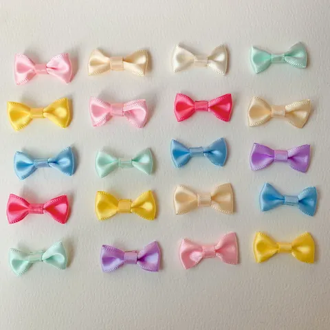 Mini Ribbon Bows DIY Craft Accessories Colorful Plaid And Solid Color Hair Bows Craft Supplies For Handmade Decor