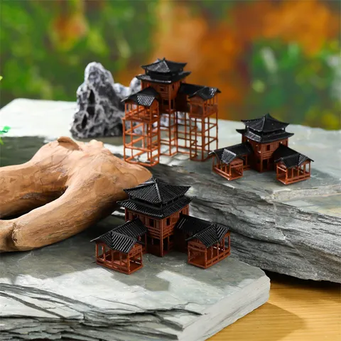 Chinesischer Stil Miniatur Antike Gebäude Harz Ornament Aquarium Landschaftsbau Fisch Tank Dekor Desktop Bonsai Mikro Landschaft
